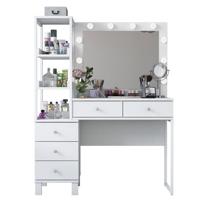 Hanah Home Mesa de Maquillaje Blanca con 10 Focos Hanah Home Mesa de Maquillaje Blanca con 10 Focos